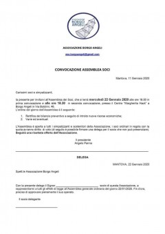 Convocazione Assemblea dei soci per rettifica bilancio preventivo.