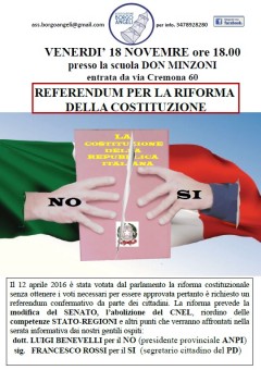 Incontro pubblico informativo per il referendum costituzionale del 4 dicembre 